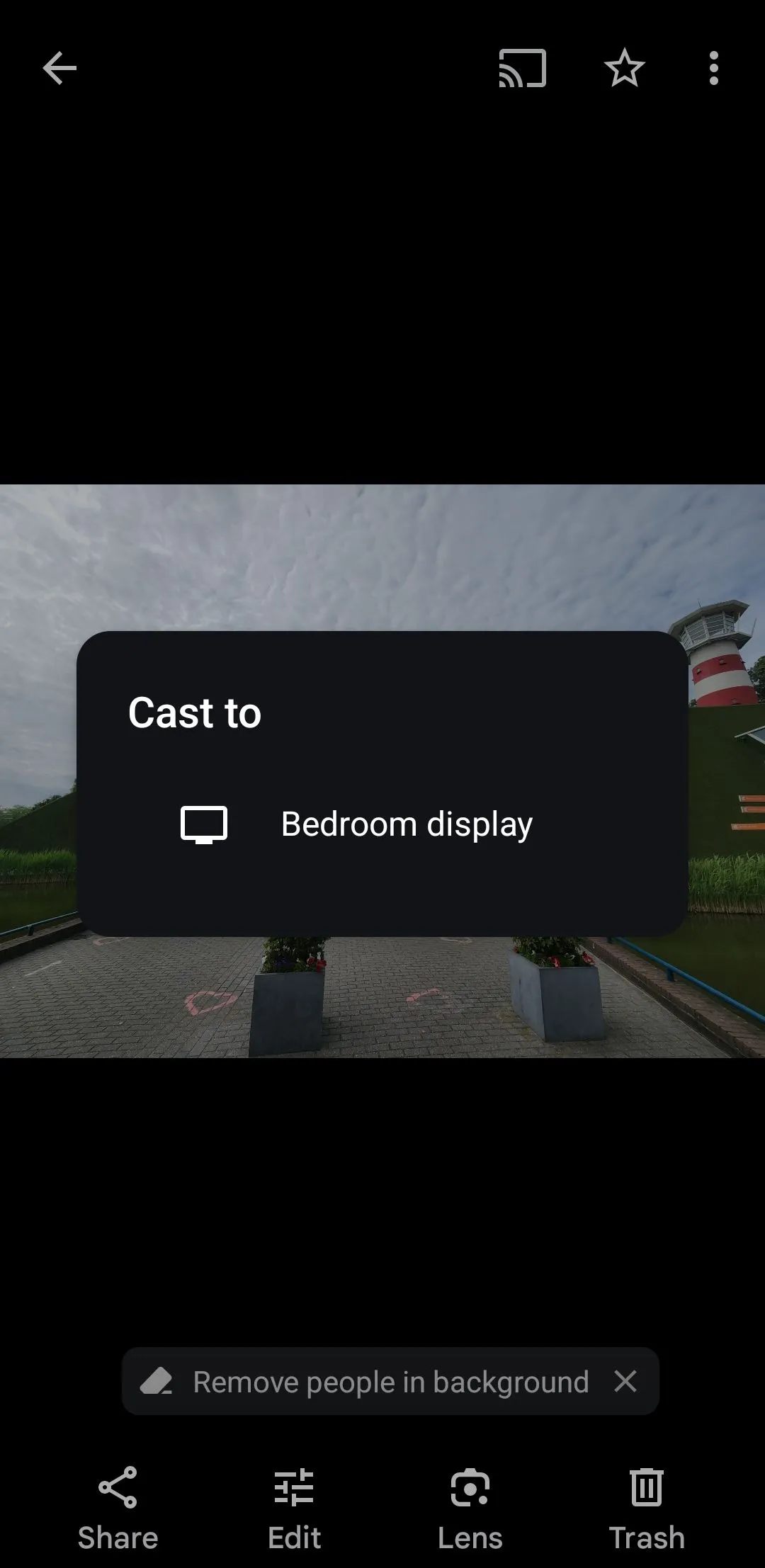 Menu Cast trong ứng dụng Google Photos
