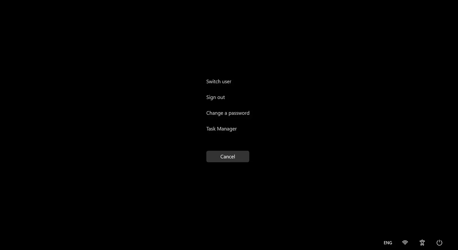 Menu Ctrl + Alt + Delete trong Windows 11
