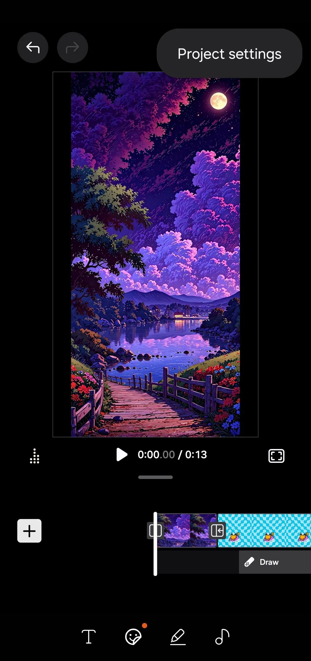 Menu dự án Samsung Studio trên điện thoại Galaxy