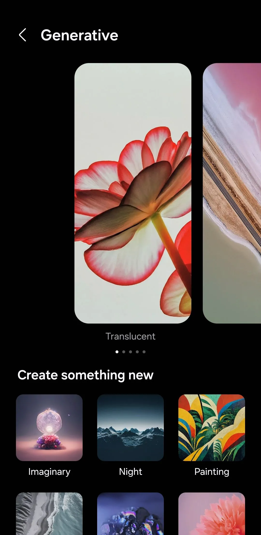 Menu hình nền tạo sinh (Generative Wallpapers) trên điện thoại Samsung Galaxy cho phép tạo hình nền tùy chỉnh