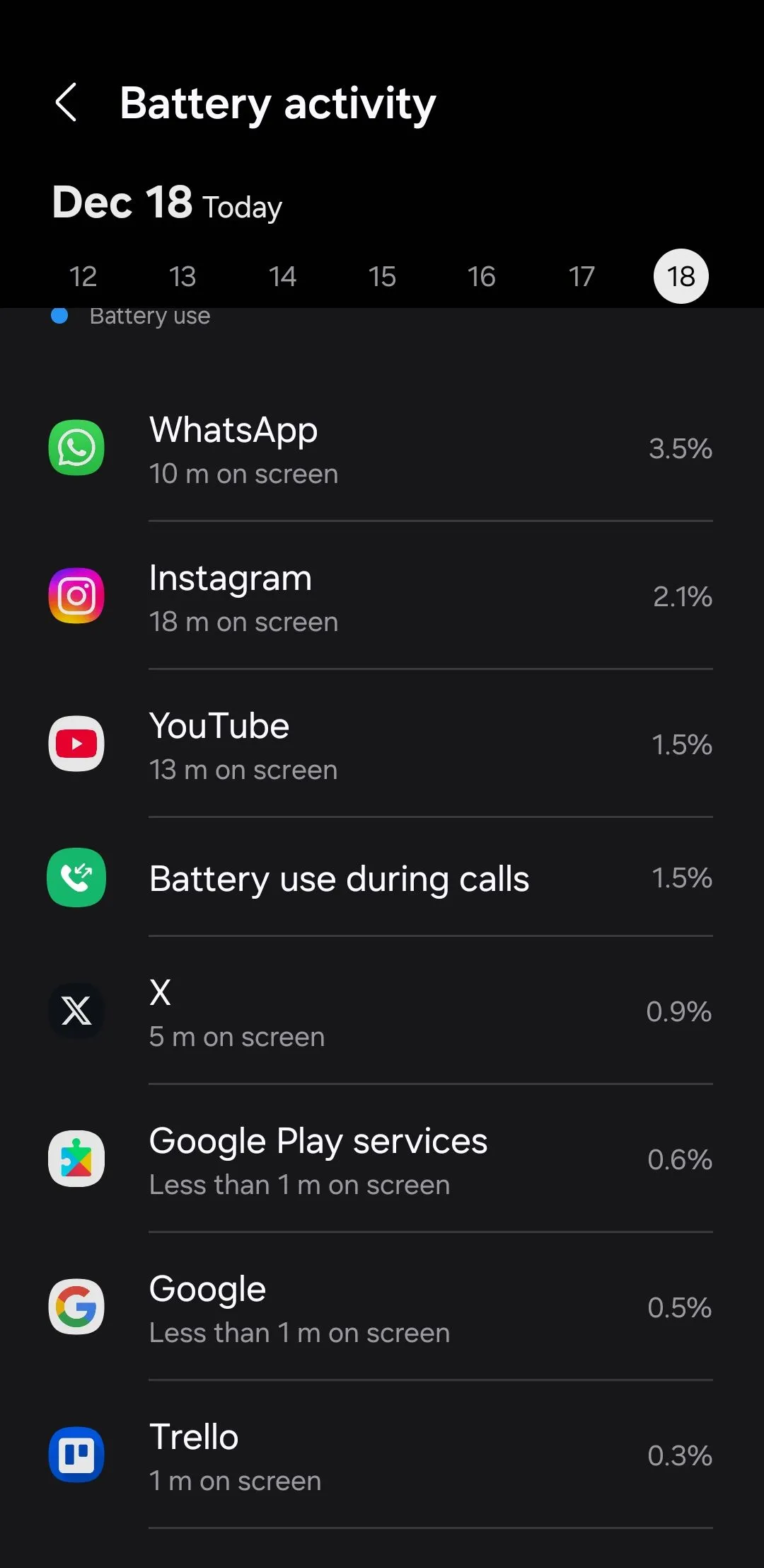 Menu kiểm tra mức sử dụng pin của ứng dụng trên Android
