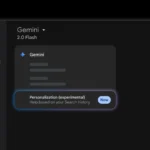 Menu thả xuống của Google Gemini hiển thị tùy chọn cá nhân hóa (thử nghiệm)