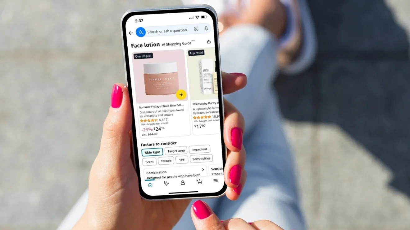 Minh họa tính năng Shopping Guide trong ứng dụng Amazon hỗ trợ mua sắm thông minh