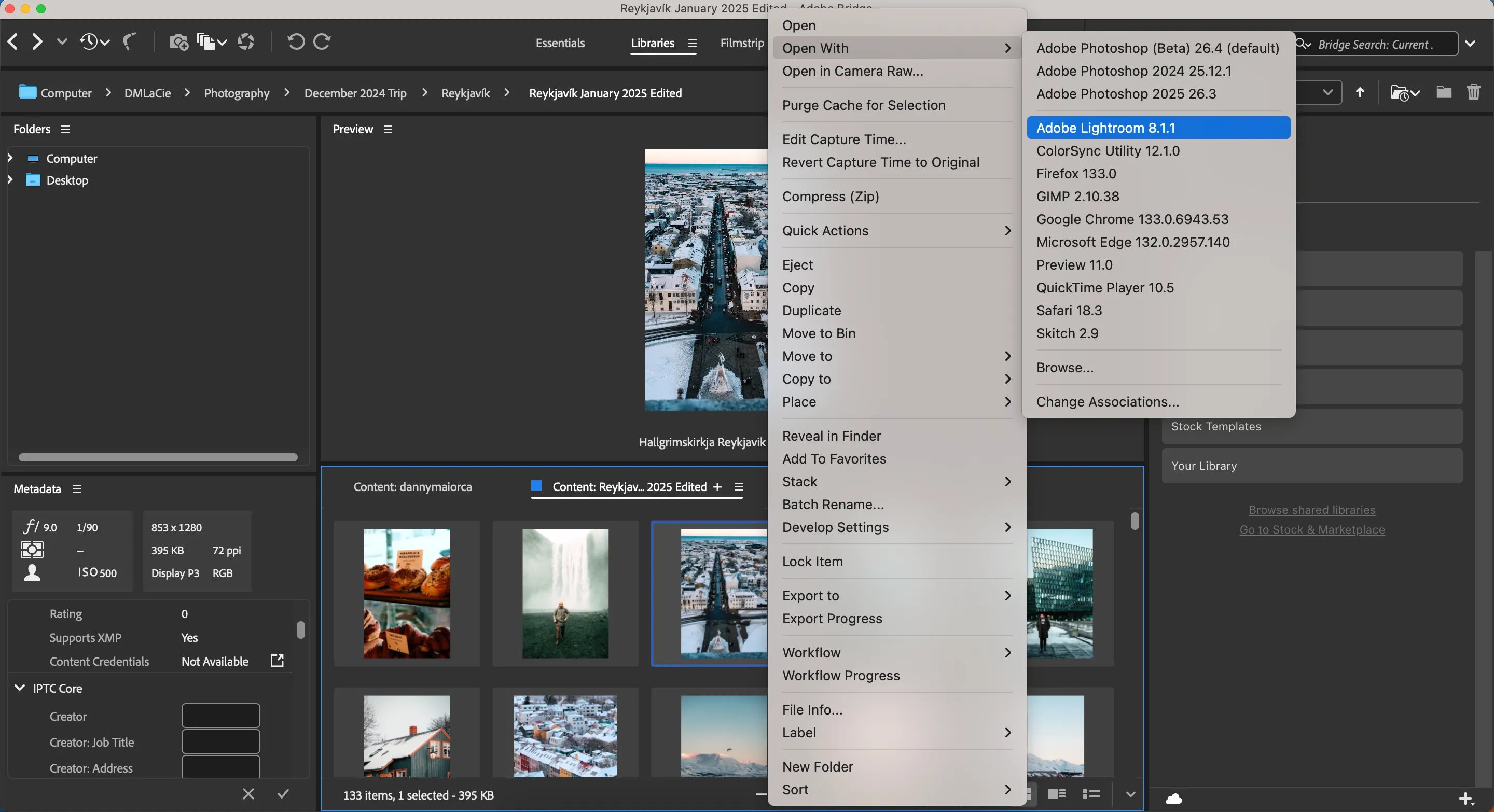 Mở ảnh từ Adobe Bridge trong các ứng dụng Adobe khác