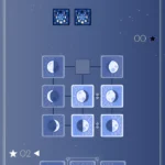 Người chơi đang tương tác với giao diện game The Rise of the Half Moon của Google Doodle, hiển thị các lá bài với hình ảnh các pha mặt trăng trên bảng chơi.