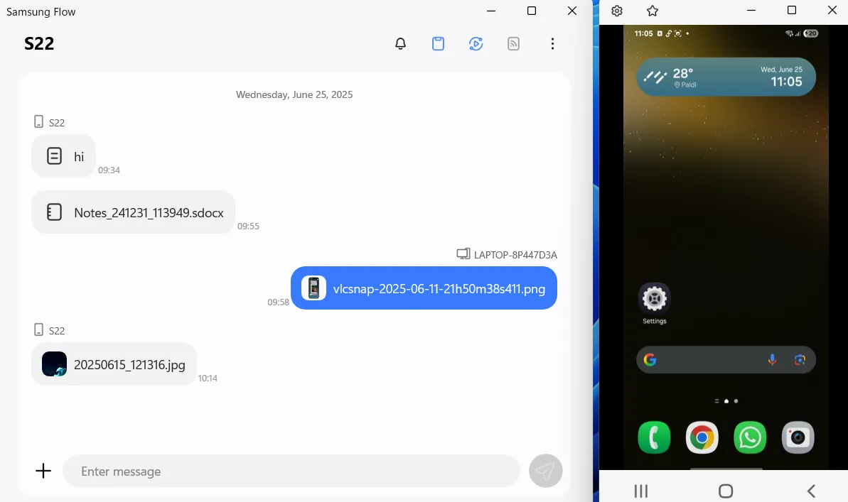 Phản chiếu màn hình điện thoại Samsung Galaxy lên PC qua Samsung Flow