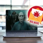 Phần mềm độc hại Voldemort hiển thị trên màn hình laptop, minh họa nguy cơ virus khi truy cập dark web.