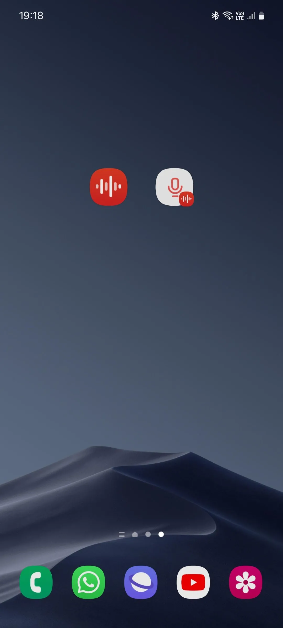 Phím tắt 'Bắt đầu ghi âm' của ứng dụng Samsung Voice Recorder.
