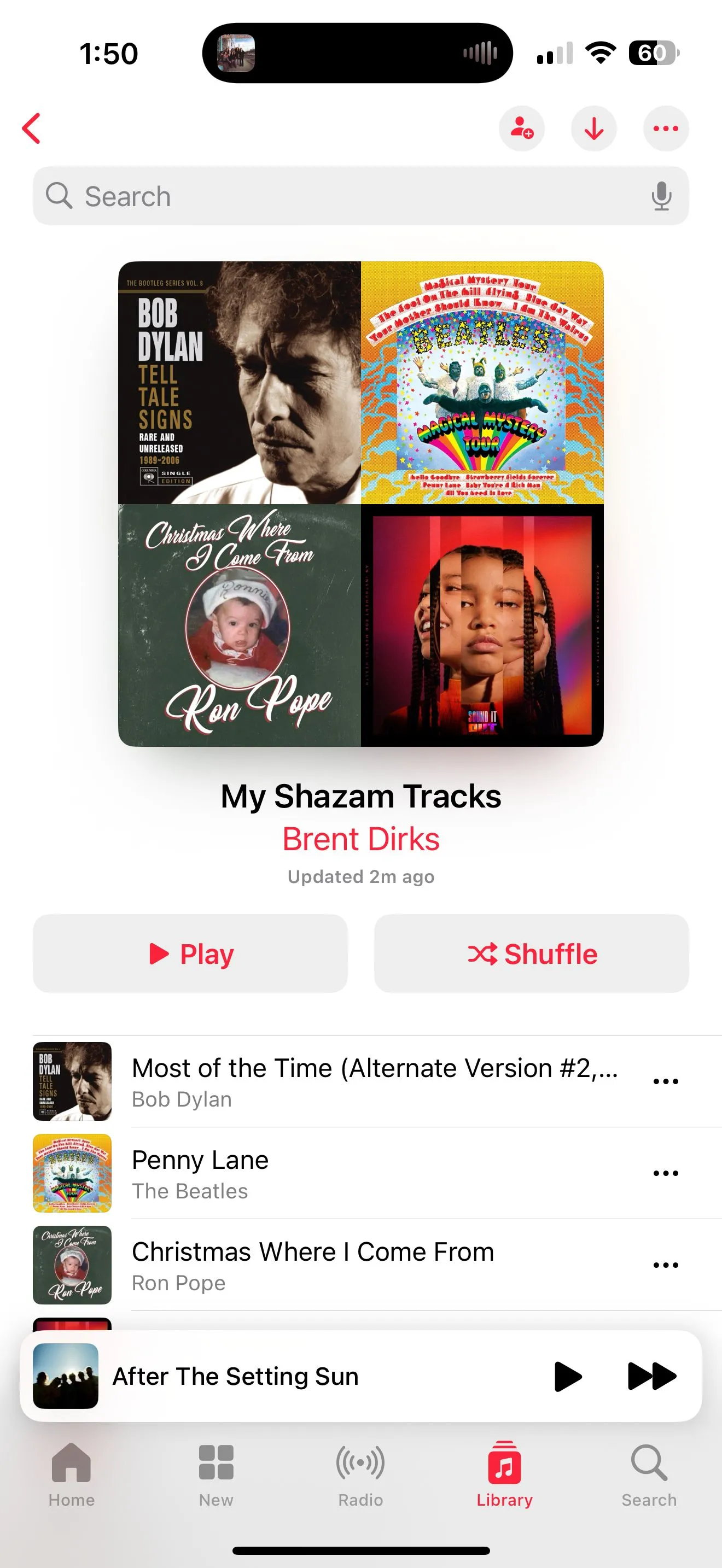 Playlist My Shazam Tracks được đồng bộ hiển thị trên ứng dụng Apple Music