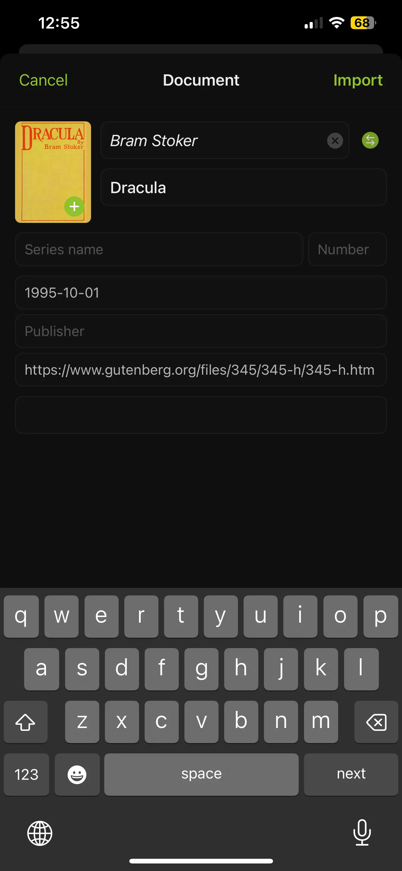 Quy trình nhập sách từ Project Gutenberg vào ứng dụng Yomu Ebook Reader
