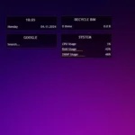 Rainmeter illustro skin - giao diện mặc định với đồng hồ, lịch và thông tin hệ thống