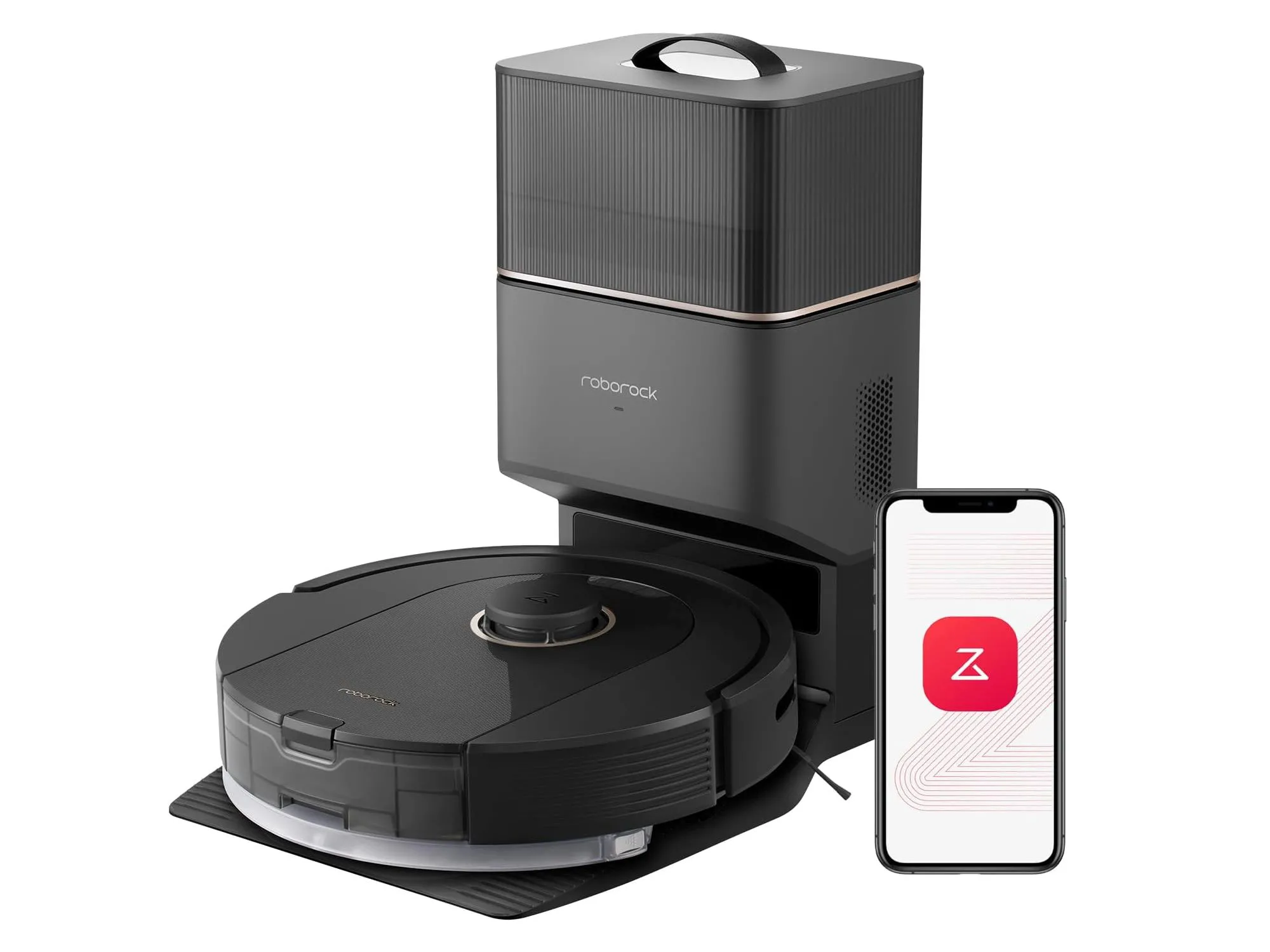 Robot hút bụi và lau nhà Roborock Q5 Pro+ màu đen cùng trạm sạc tự động