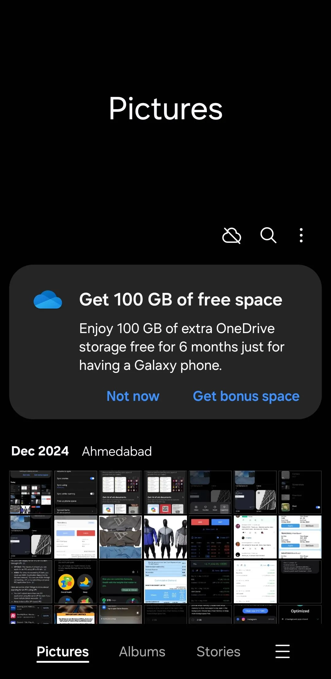 Samsung Gallery hiển thị ưu đãi tích hợp với dịch vụ lưu trữ đám mây OneDrive