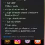 Siri ChatGPT đưa ra công thức nấu món taco.