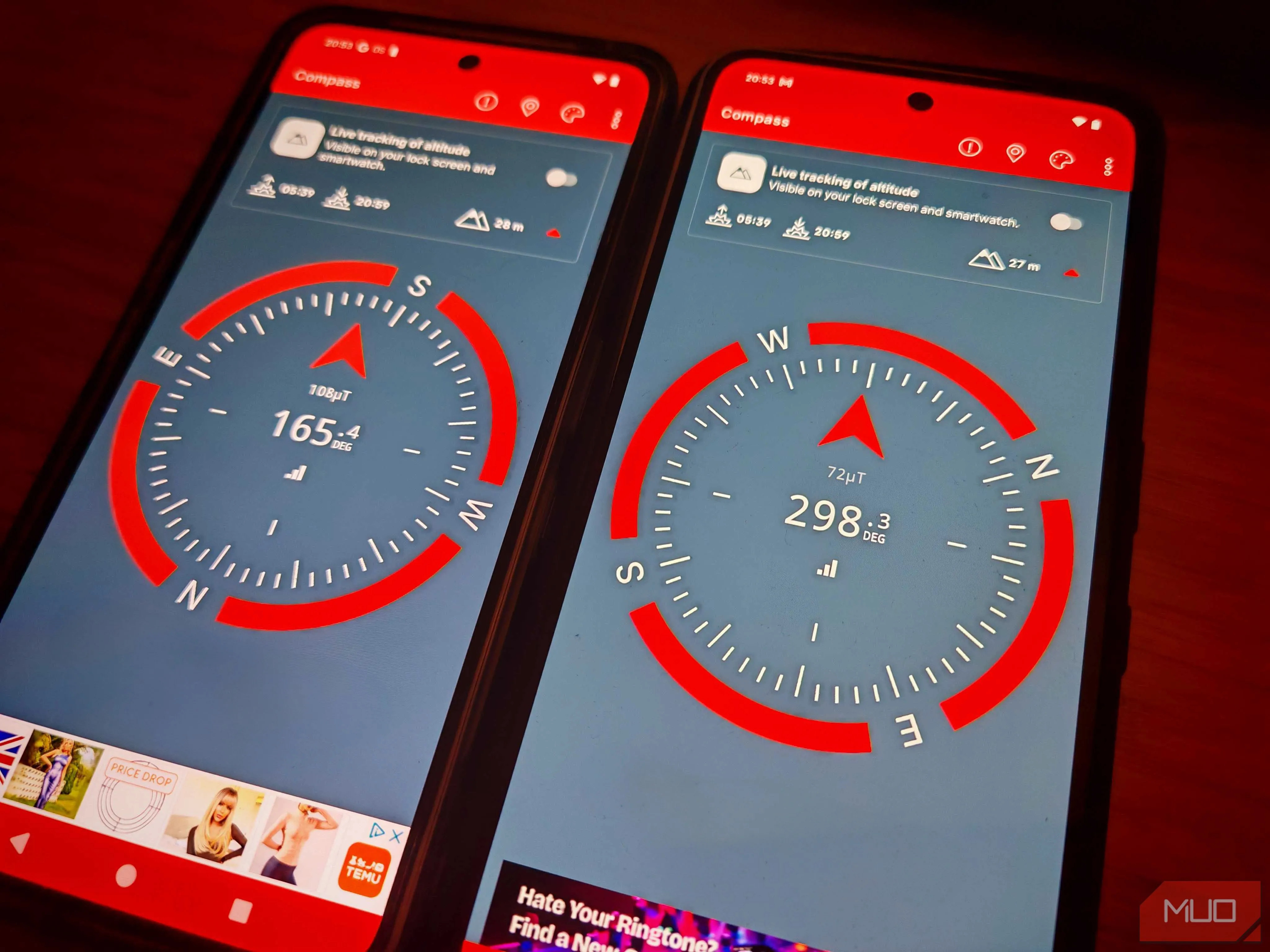 So sánh chỉ số la bàn trên hai mẫu điện thoại Nothing Phone (3a) và Nothing Phone (3a) Pro