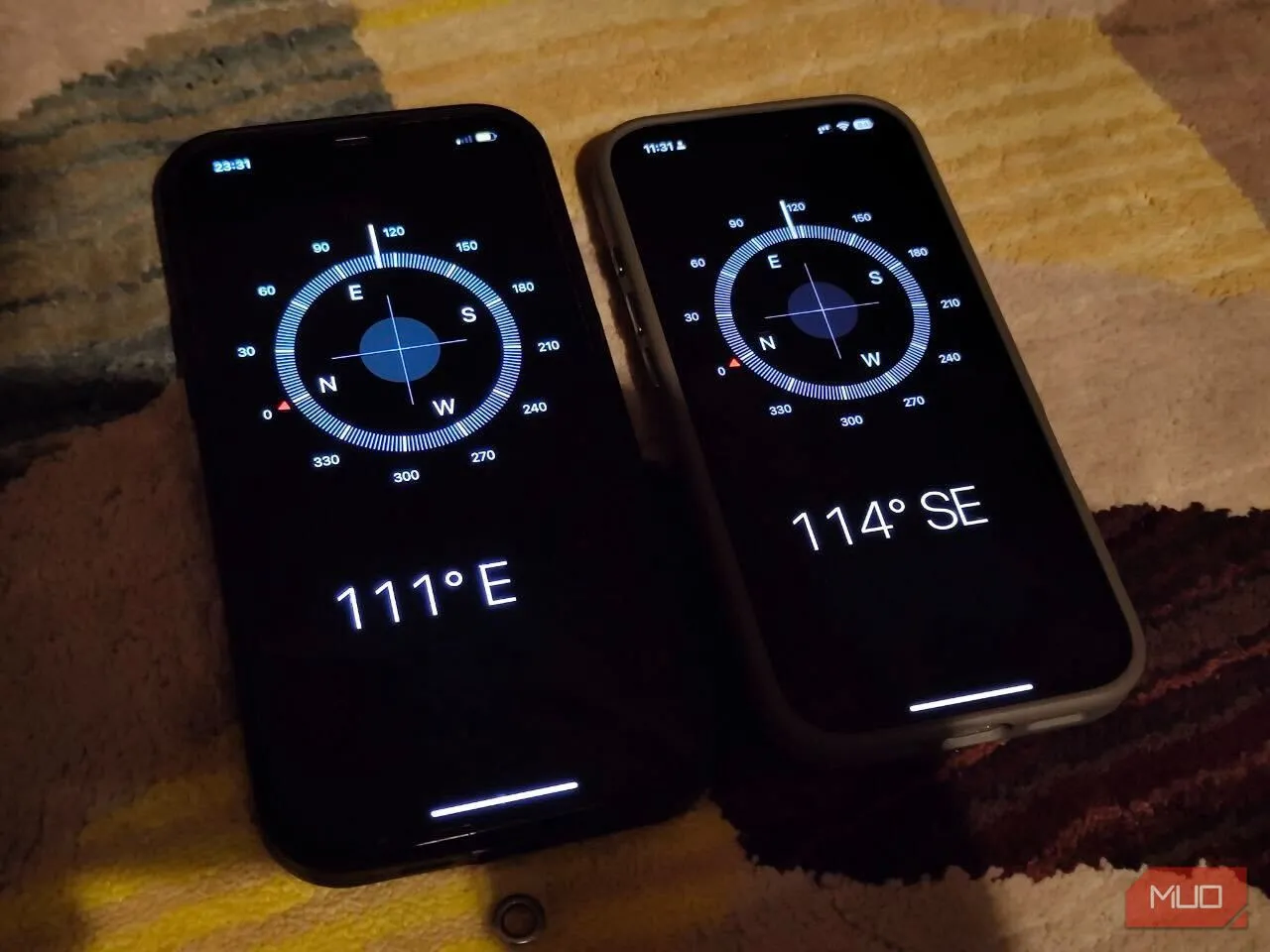 So sánh kết quả đo la bàn giữa iPhone 12 Pro Max và iPhone 16 Pro trong cùng điều kiện