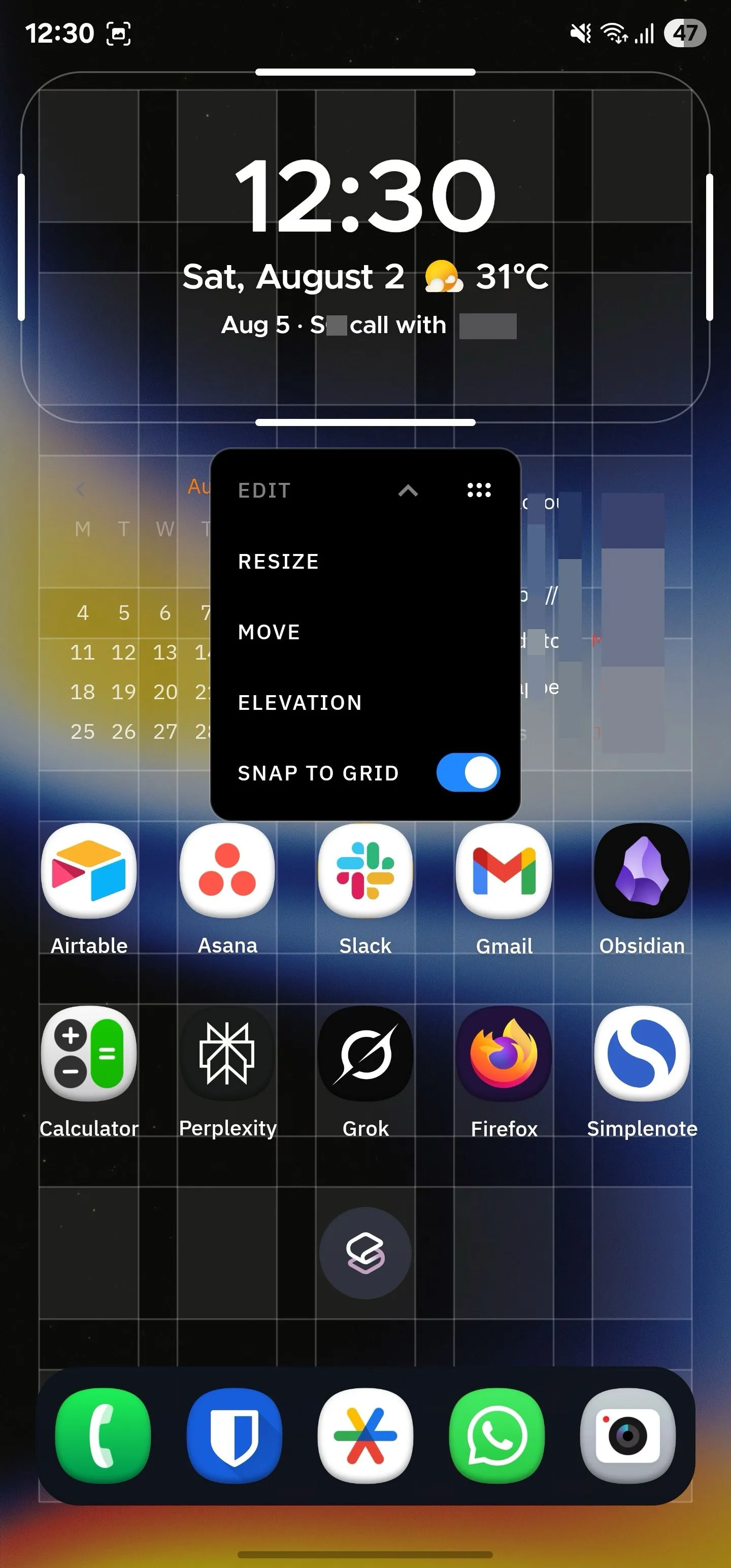 Sử dụng hệ thống lưới linh hoạt của Smart Launcher để căn chỉnh vị trí biểu tượng và widget trên màn hình chính, tối ưu không gian hiển thị.