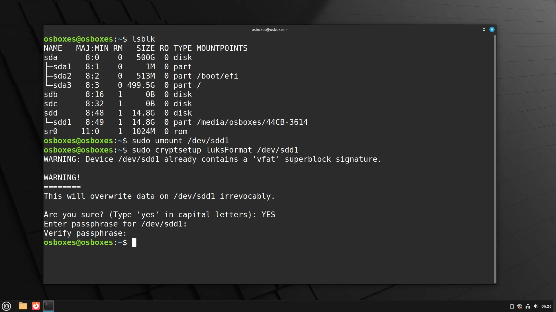 Sử dụng LUKS để mã hóa ổ đĩa ngoài trên hệ điều hành Linux
