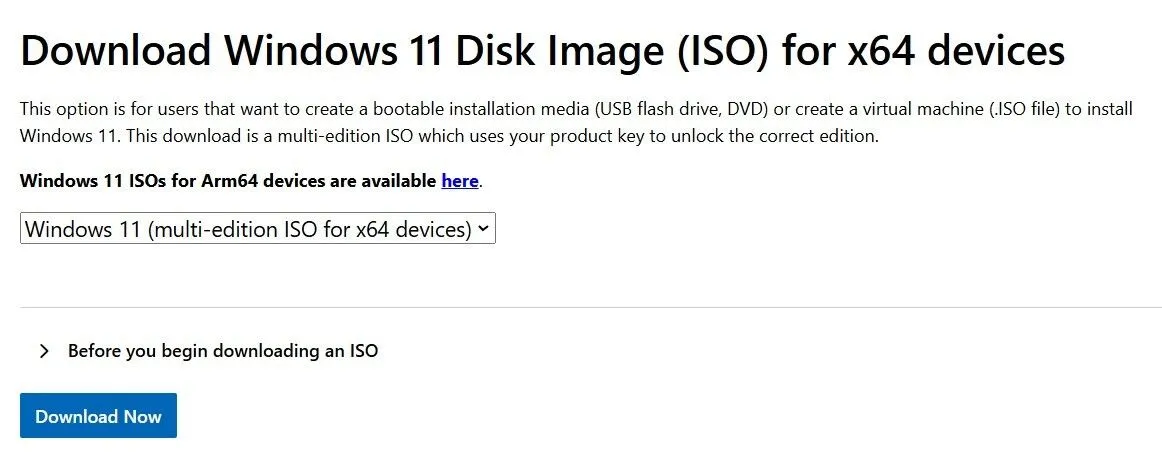 Tải file ISO Windows 11 từ trang web Microsoft