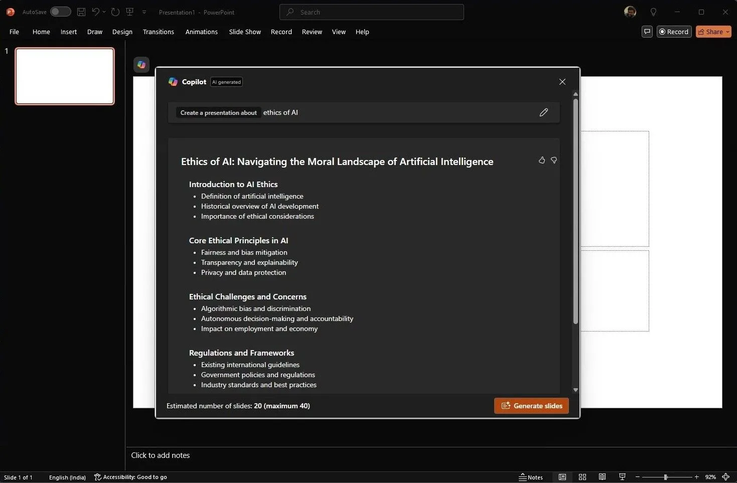 Tạo bài thuyết trình mới bằng Copilot trong Microsoft PowerPoint