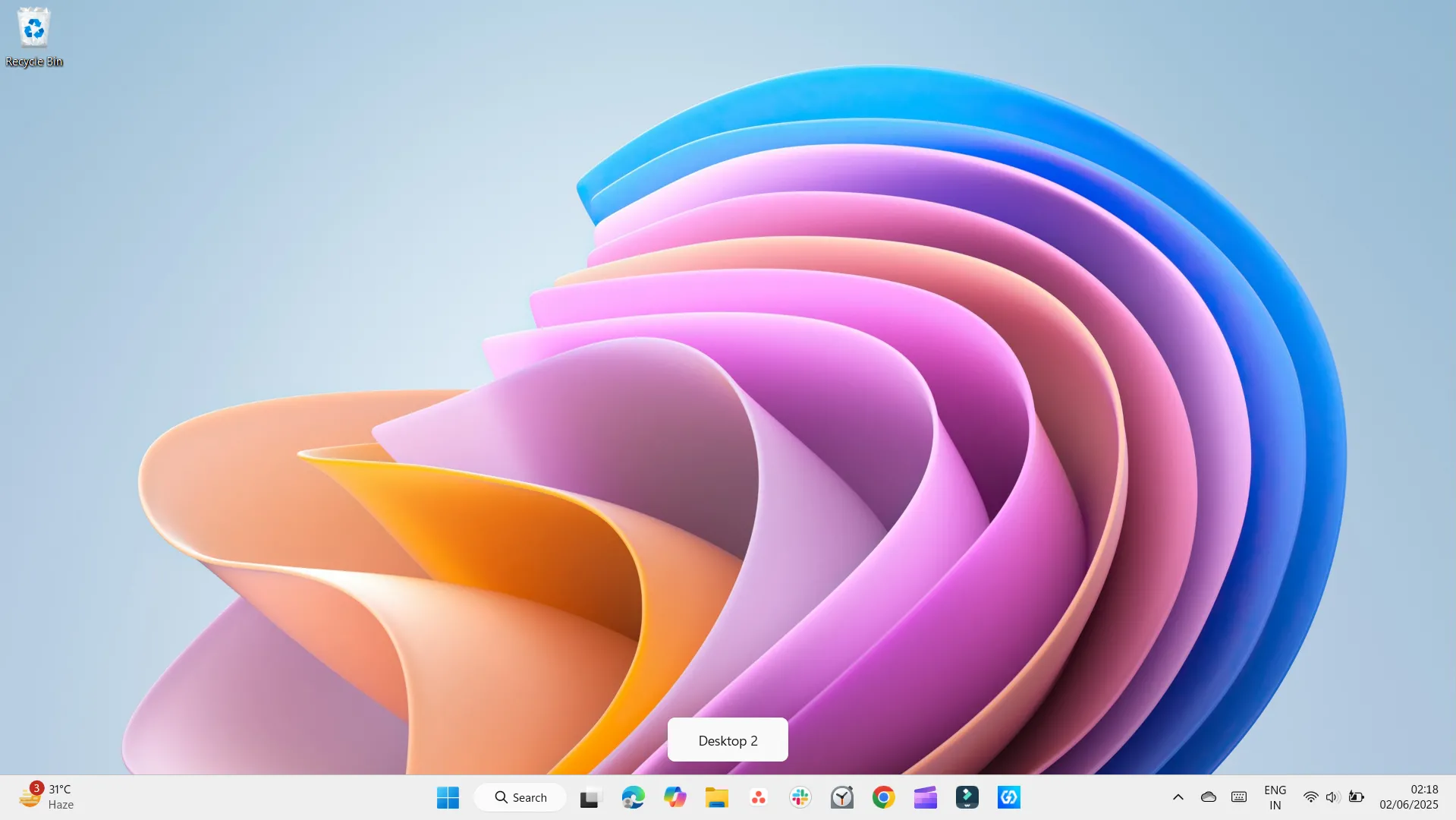 Tạo màn hình ảo mới với tên Desktop 2 trong Task View của Windows