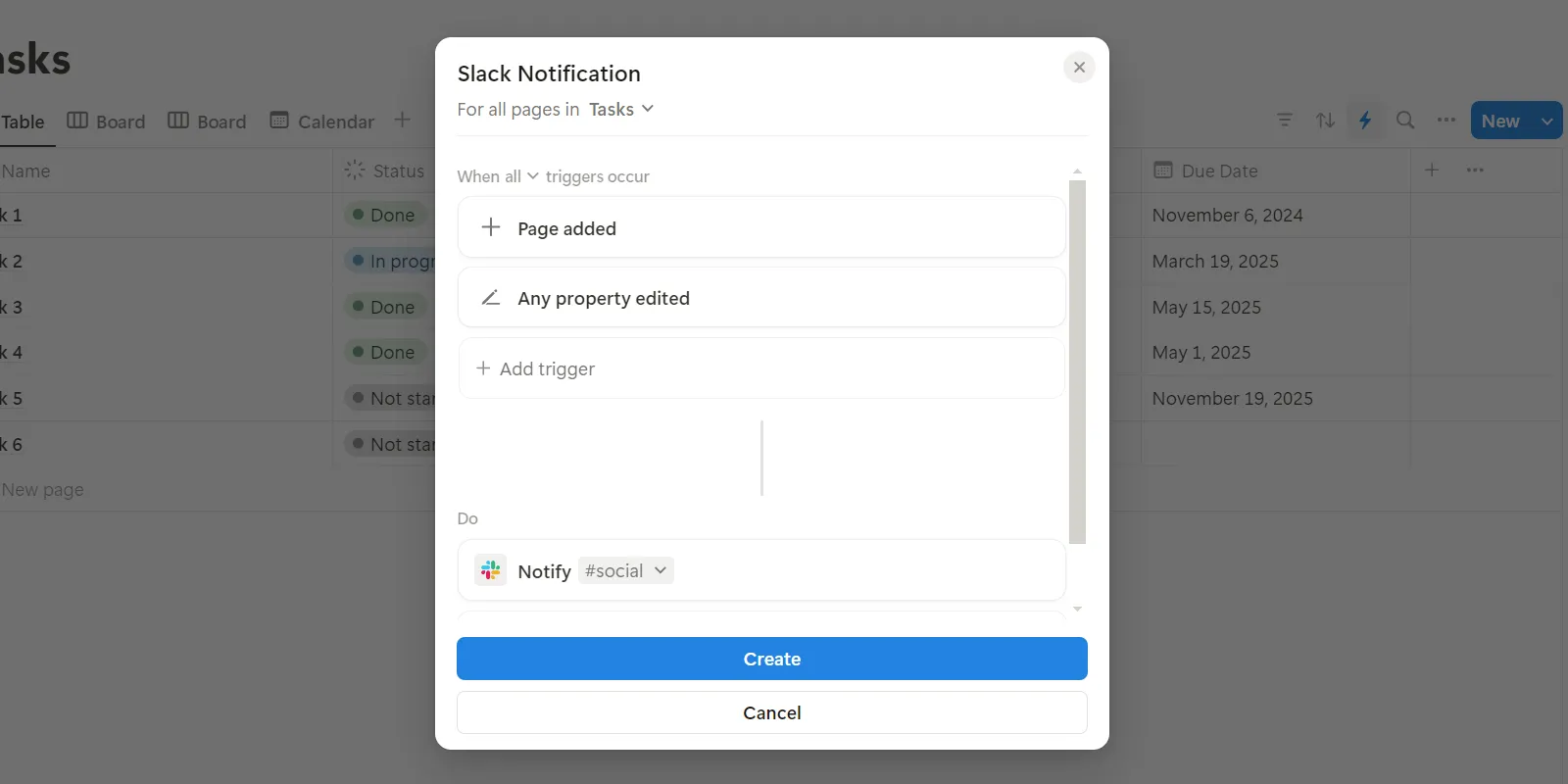 Tạo một quy trình tự động hóa để nhận thông báo Slack từ Notion