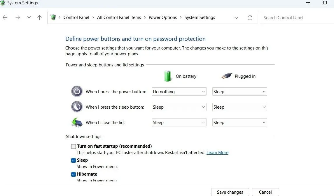 Tắt Khởi động nhanh trên Windows
