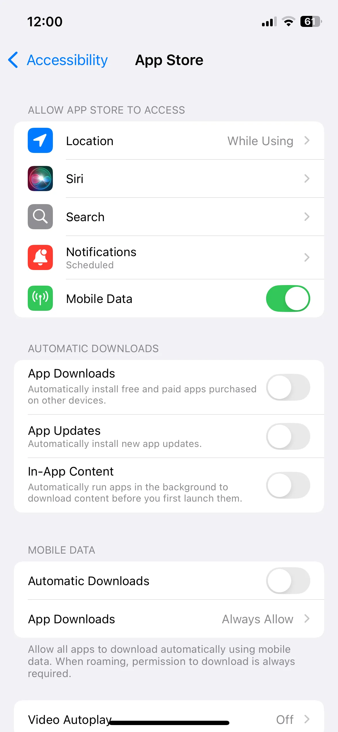 Tắt Tự động tải về ứng dụng và cập nhật trong cài đặt App Store iPhone