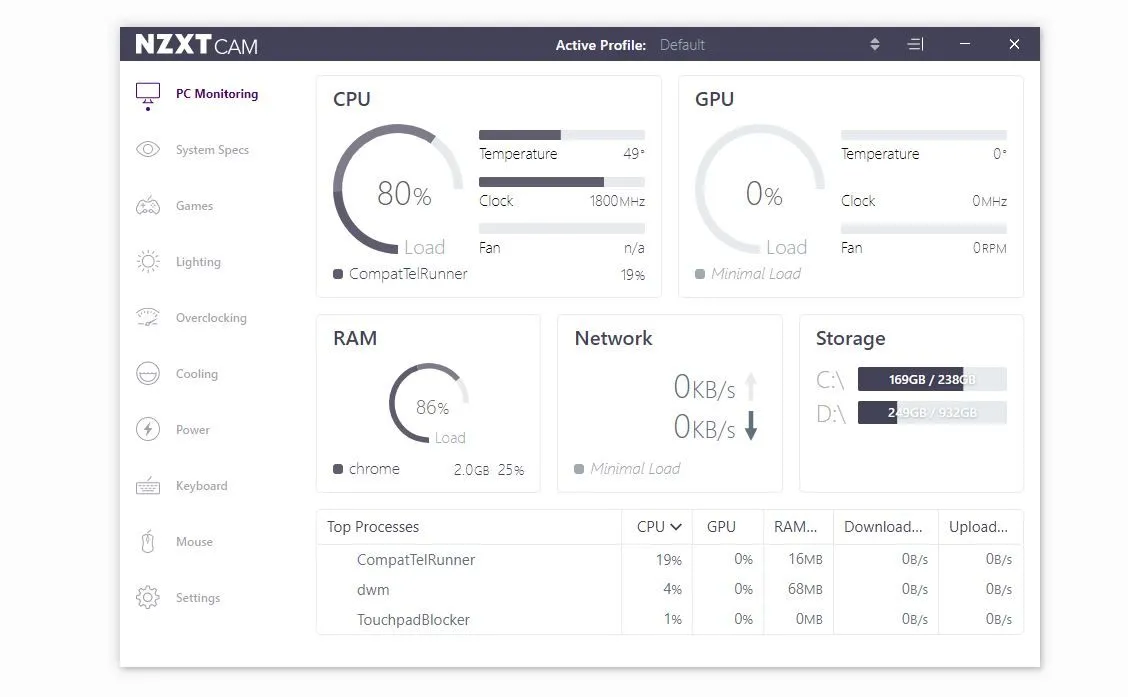 Theo dõi nhiệt độ CPU và GPU trên máy tính bằng phần mềm NZXT CAM trong Windows 10