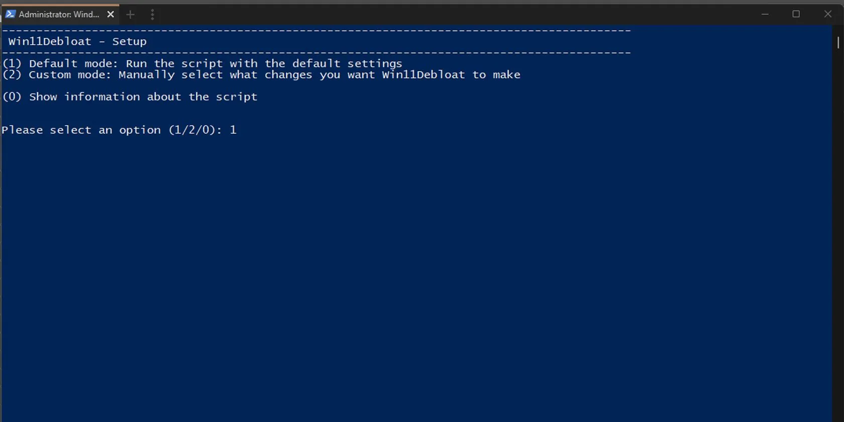 Thiết lập Win11Debloat qua Powershell
