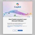 Thông báo cập nhật Copilot trên giao diện Microsoft Word