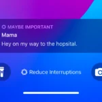 Thông báo 'Maybe Important' trên iPhone hiển thị thông báo khẩn cấp từ mẹ, cho thấy AI của Apple Intelligence đã xác định được mức độ ưu tiên.
