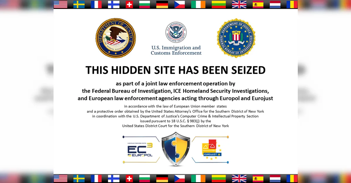 Thông báo tịch thu website Dark Web bởi ICE và các cơ quan thực thi pháp luật quốc tế