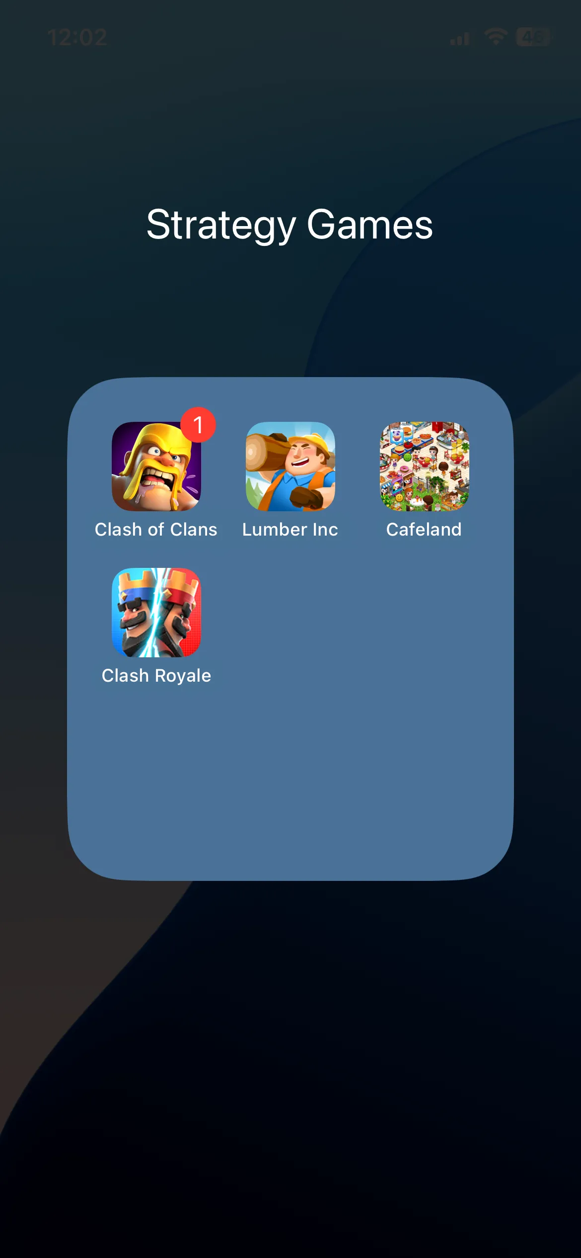 Thư mục &quot;Games&quot; trên màn hình chính iPhone chứa các trò chơi được sắp xếp gọn gàng.