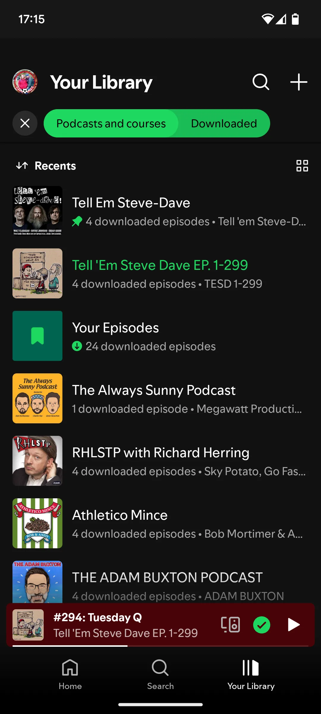 Thư viện podcast đã tải về trên ứng dụng Spotify