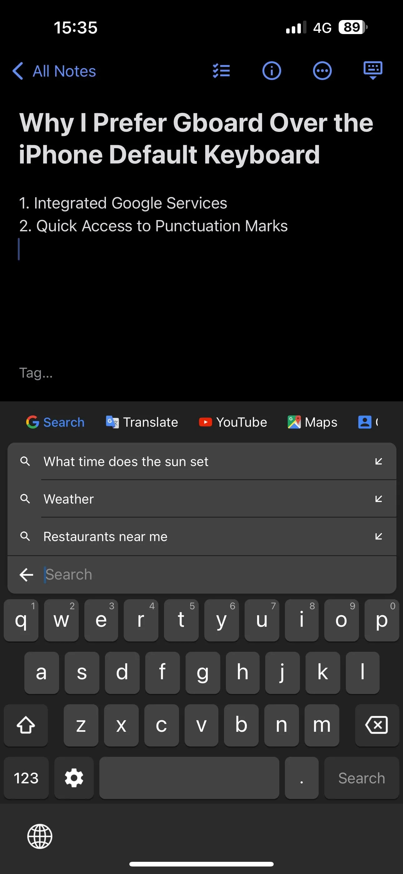 Tích hợp các dịch vụ Google vào Gboard giúp trải nghiệm đa nhiệm liền mạch.