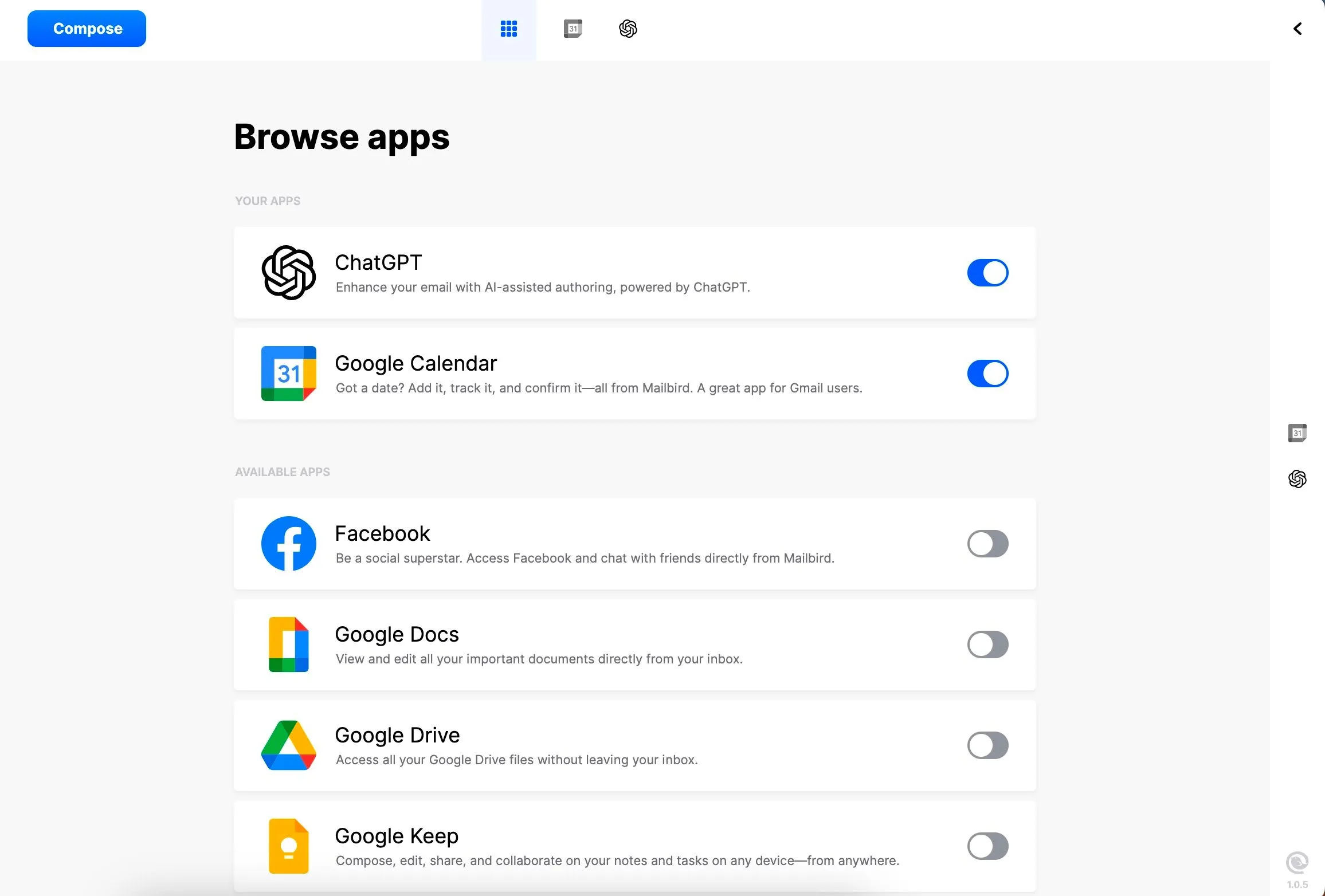 Tích hợp Mailbird với Gmail ngay trong ứng dụng