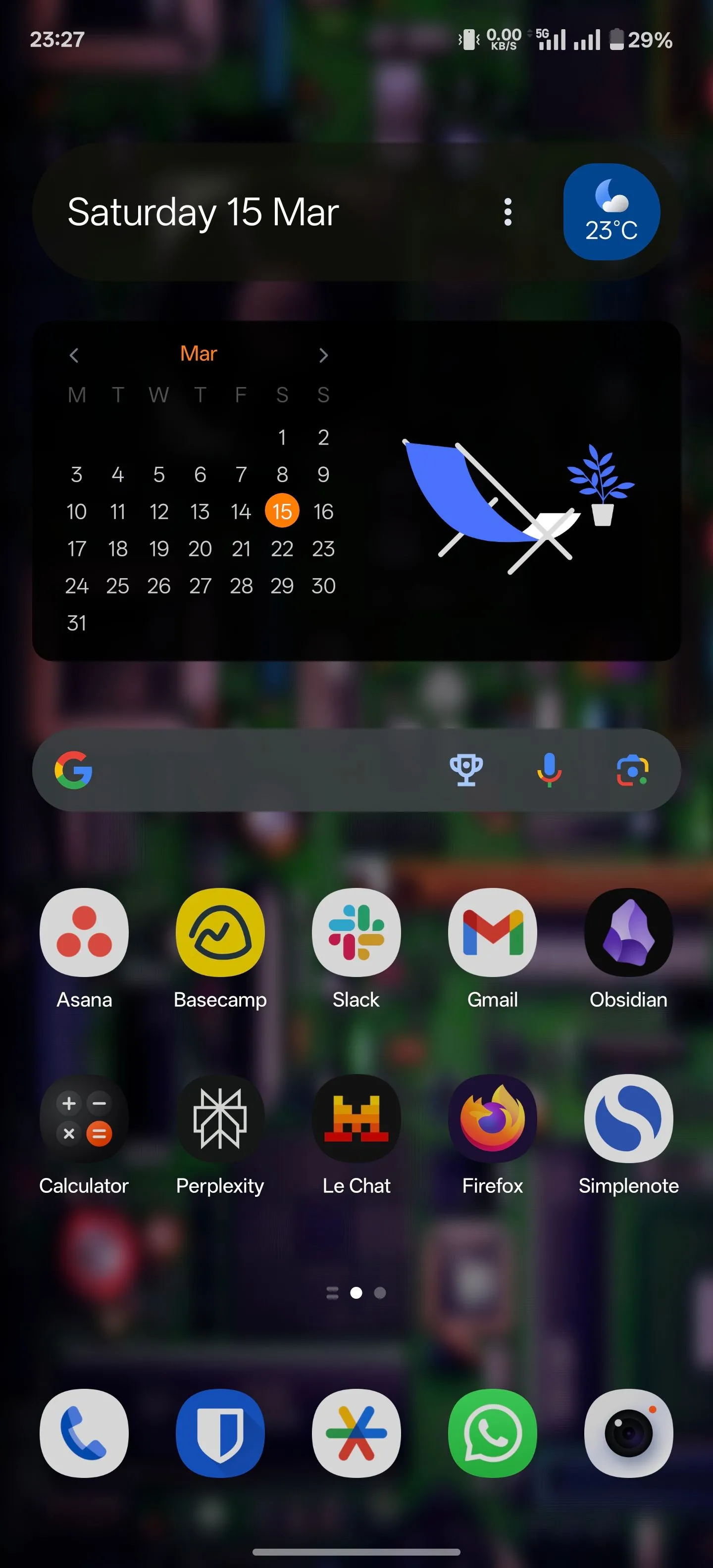 Tiện ích Google Tìm kiếm trên điện thoại Android với phím tắt Thể thao được thêm vào.