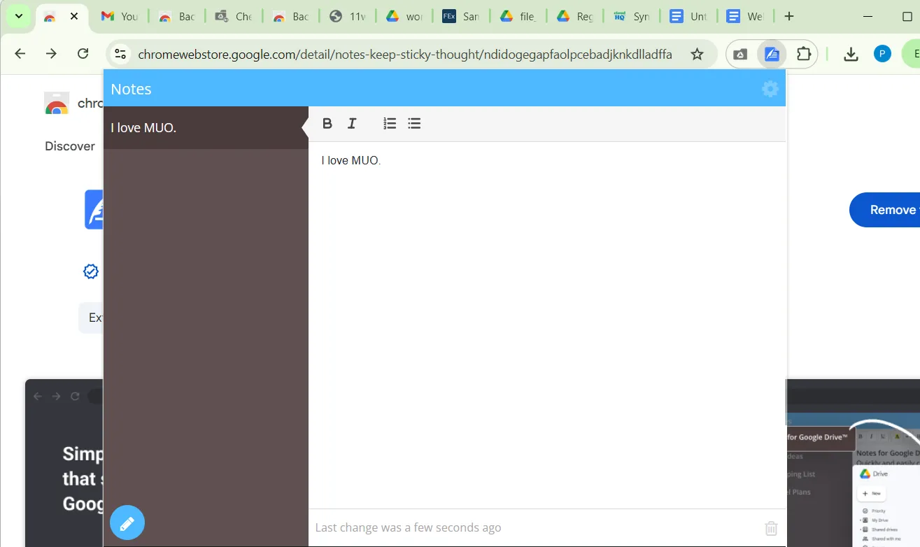 Tiện ích mở rộng Notes cho Google Drive giúp người dùng ghi chú nhanh chóng trực tiếp từ trình duyệt Chrome.