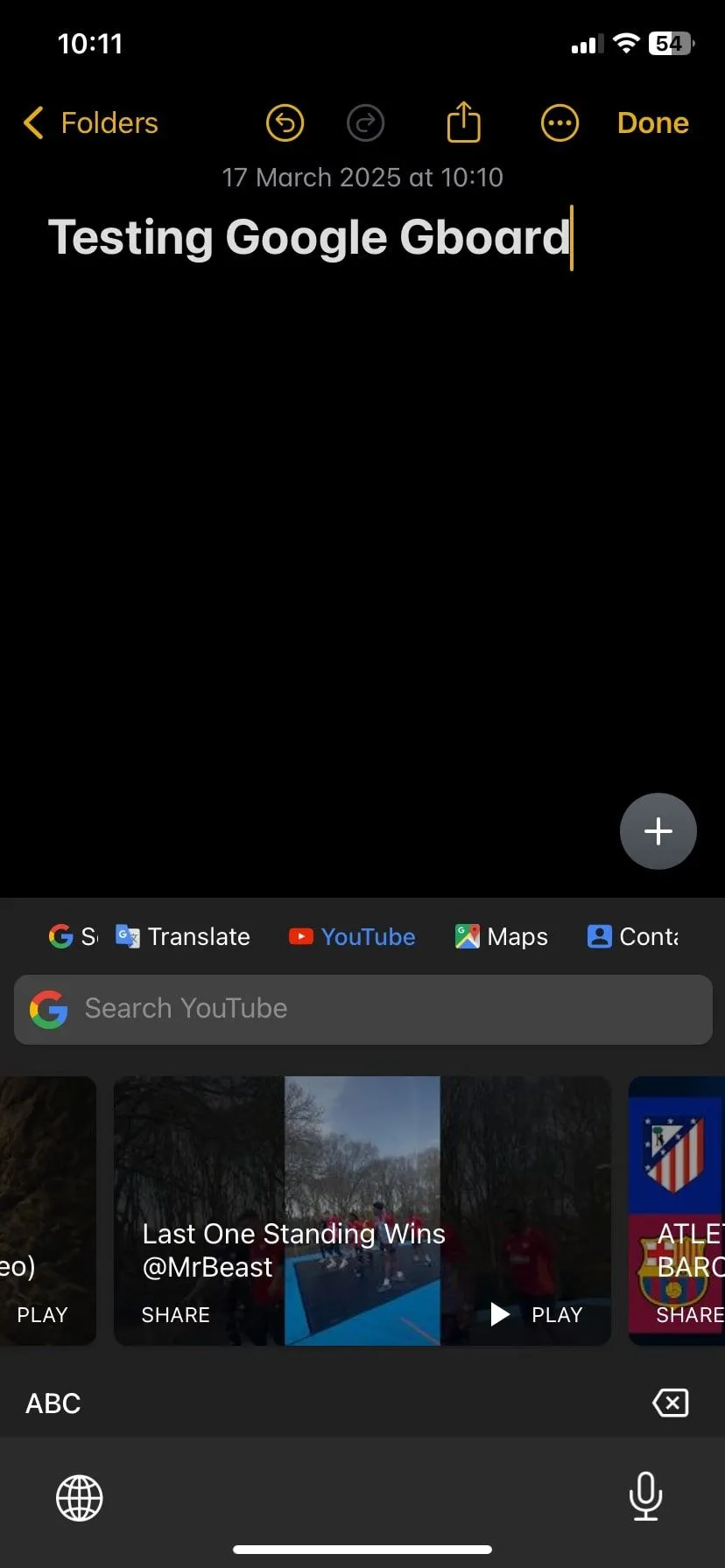 Tiện ích mở rộng YouTube trên Gboard hiển thị video gợi ý