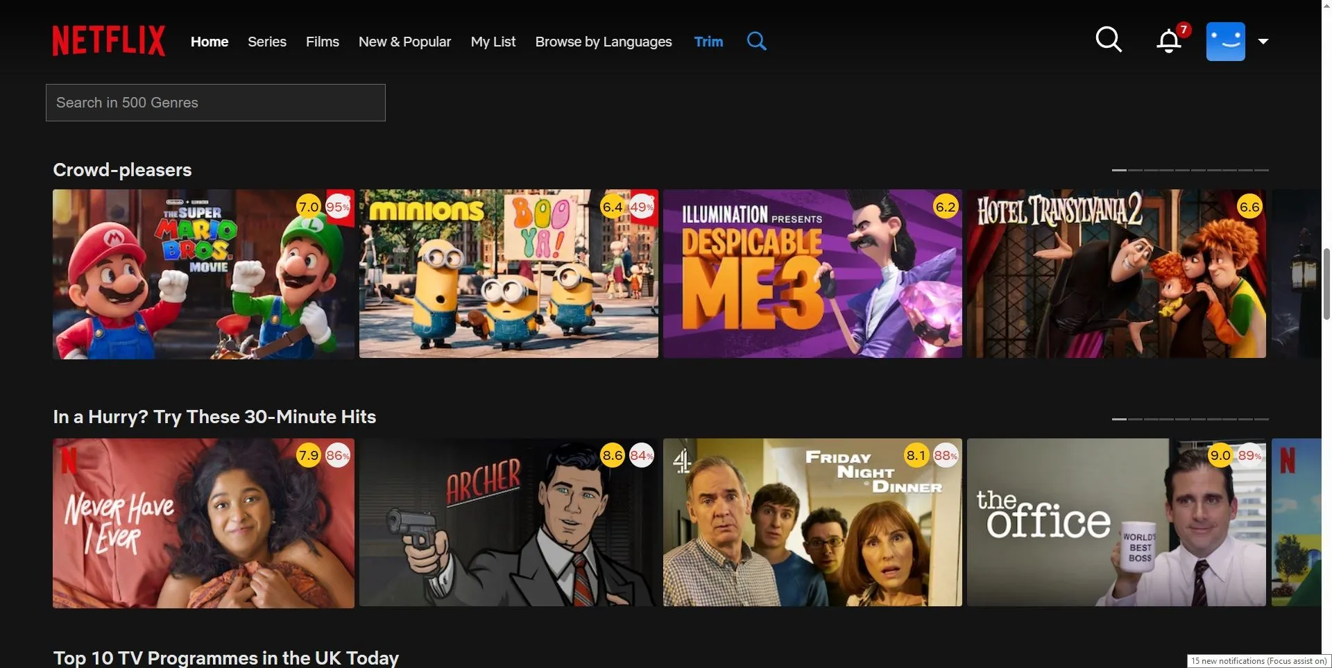 Tiện ích Trim hiển thị đánh giá phim trên Netflix