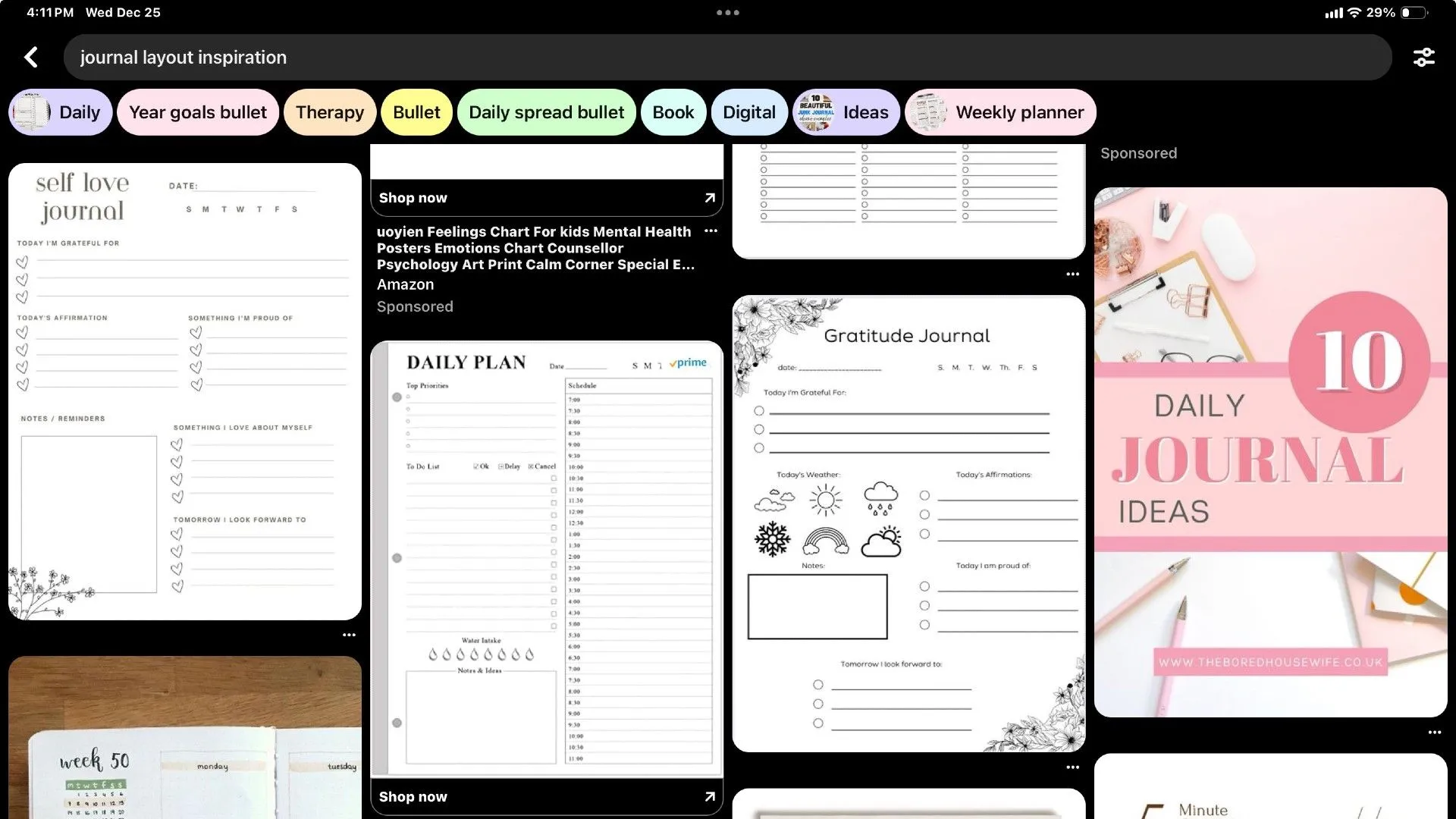 Tìm cảm hứng bố cục nhật ký số từ Pinterest cho Procreate