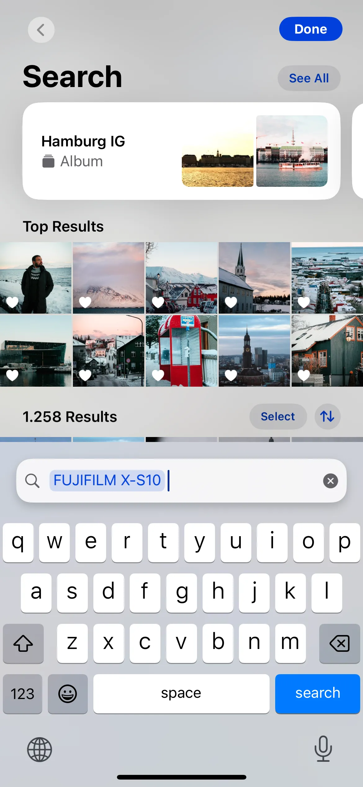 Tìm kiếm ảnh chụp bằng máy ảnh Fujifilm trong ứng dụng Ảnh trên iPhone