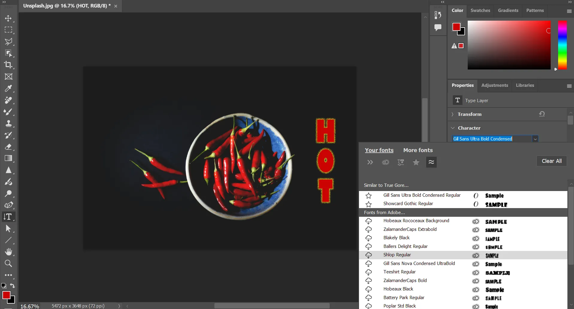 Tìm kiếm các font Adobe tương tự trong trình duyệt font của Photoshop