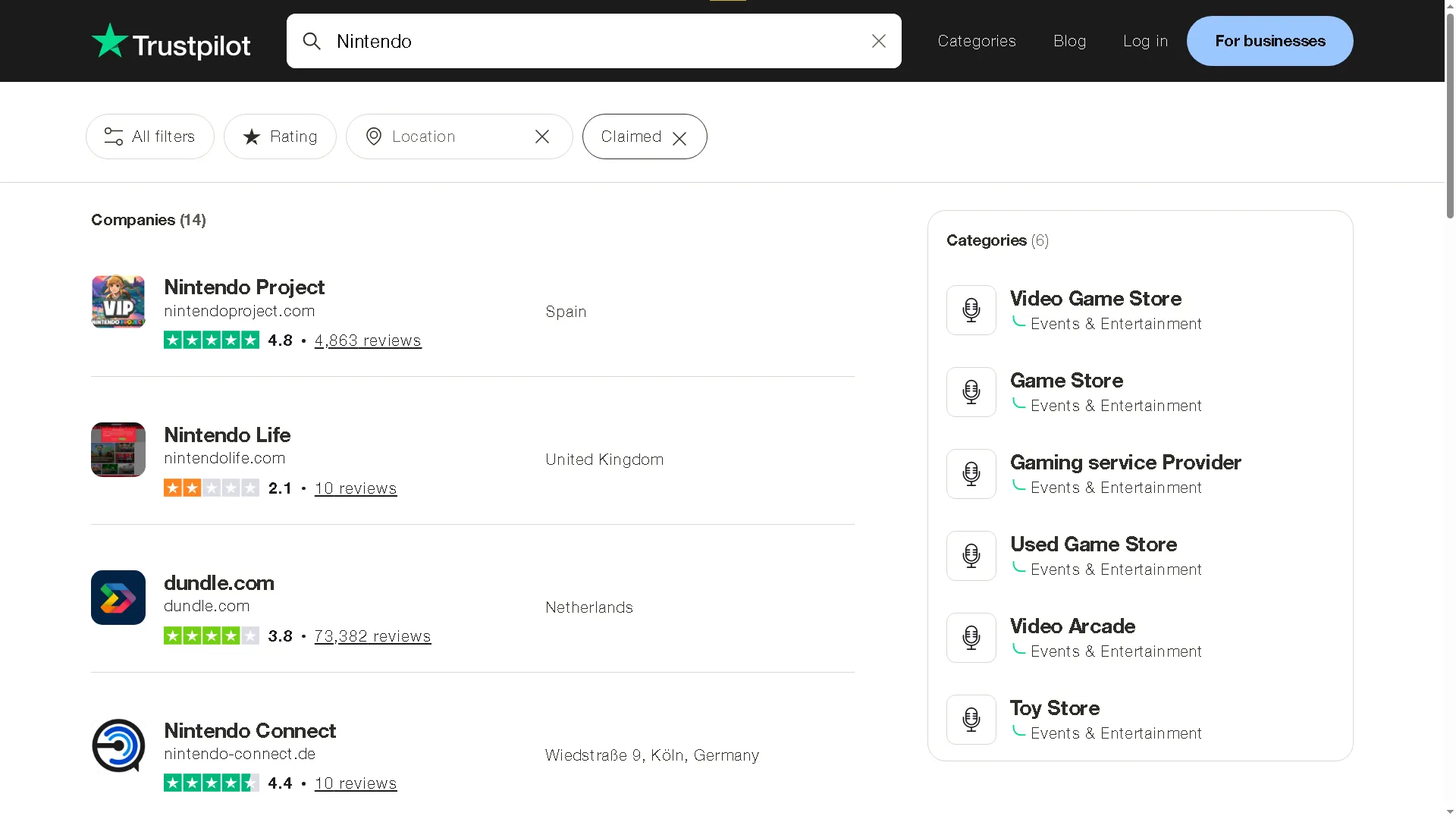 Tìm kiếm đánh giá thương hiệu Nintendo trên Trustpilot, một công cụ hữu ích để kiểm tra độ uy tín của cửa hàng online.