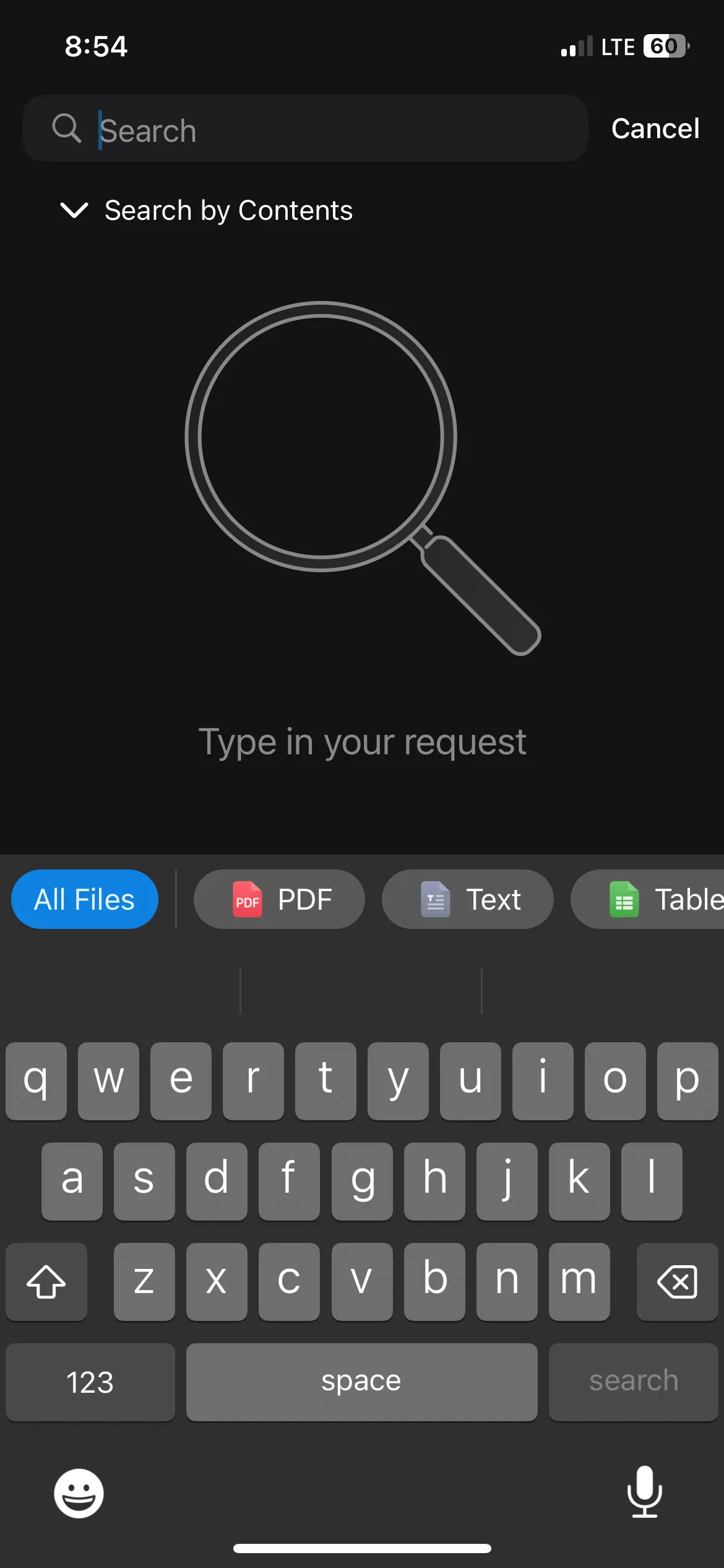 Tìm kiếm theo nội dung trong ứng dụng Documents trên iPhone.