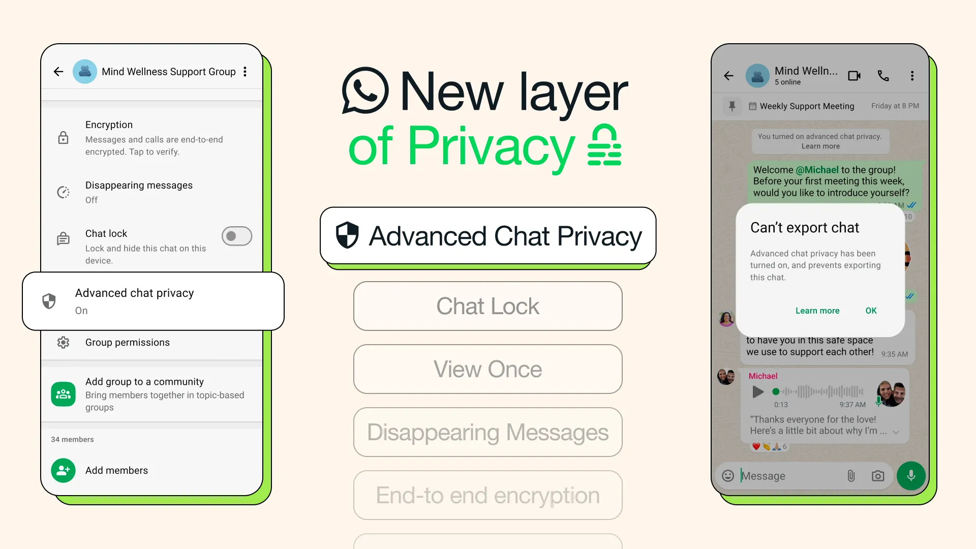 Tính năng Advanced Chat Privacy của WhatsApp giúp bảo vệ dữ liệu trong cuộc trò chuyện