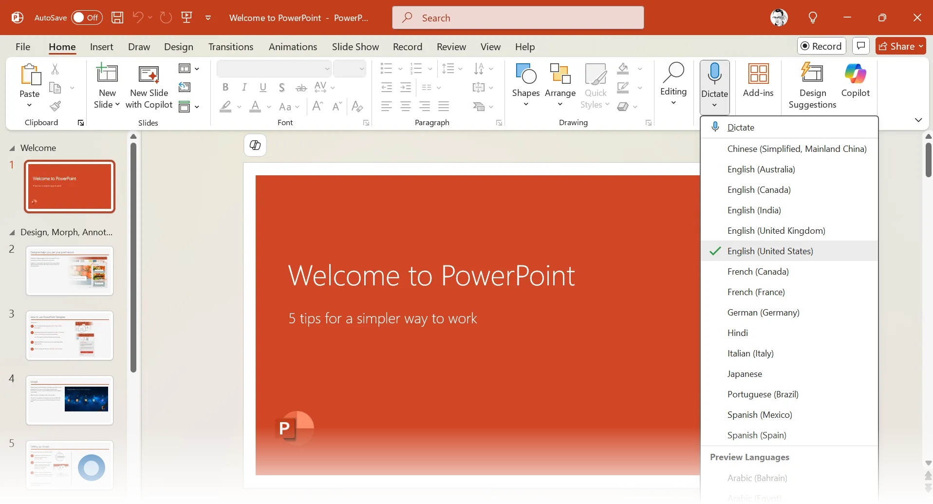 Tính năng Dictation (chuyển giọng nói thành văn bản) và Transcribe trong Microsoft Office giúp ghi chép nhanh chóng.