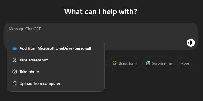 Tính năng đính kèm tài liệu trên ứng dụng ChatGPT Windows, hỗ trợ tải lên từ OneDrive