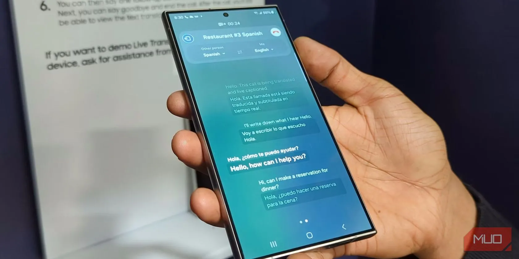 Tính năng Galaxy AI Live Translate trong cuộc gọi điện thoại trên S24 Ultra